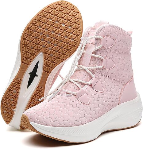 Women'S Leather Lace-Up Platform Waterproof Snow Boots Comfortable Round Toe Warm Fur Lined Slip-On Wedges Mid Calf Snow Boots in Saudi Arabia