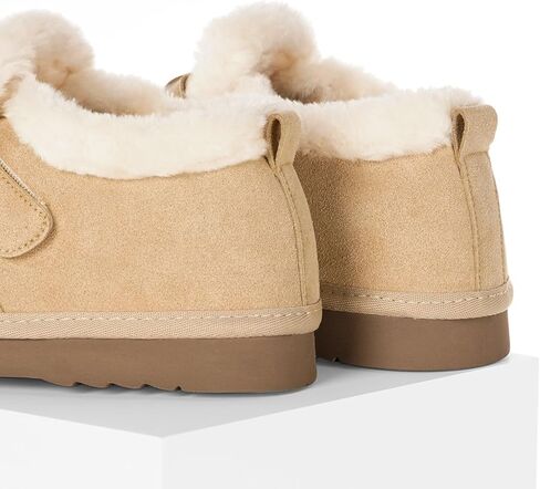 Womens Snow Boots Genuine Suede Leather Mini Boots Faux Fur Lining Winter Ankle Booties Water Resistant Warm Short Boots Outdoor Non Slip Memory Foam Insole w/Adjustable Buckle in Kuwait