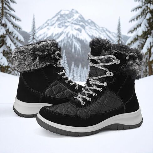 Mysoft Women's Snow Boots مقاومة للماء الدانتيل الدانتي in Saudi Arabia