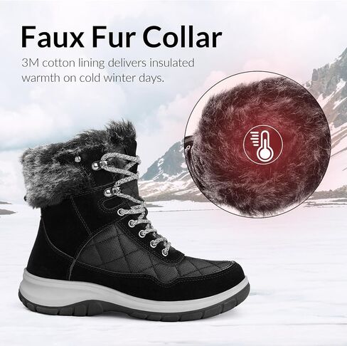 Mysoft Women's Snow Boots مقاومة للماء الدانتيل الدانتي in Saudi Arabia