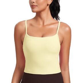 HeyNuts Cropped Cami Tank Top for Womens, Square Neck Spaghetti Strap Low Impact Yoga Longline Sports Bras Padded A-C Cups in Saudi Arabia