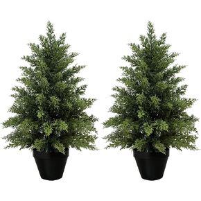 3 قدم أشجار الأرز الاصطناعية للمزارعين في الهواء الطلق مجموعة من شجرتين توبيريتين مصطنعة في الهواء الطلق واقعية واقعيا شجرة الأرز لصالح ديكور المدخل الشرفة الأمامية الأمامية in Kuwait