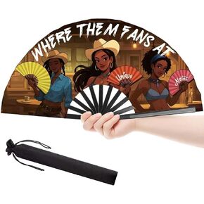 Line Dance Popping Fan, Cowgirl Fan for Line Dancing, Western Hand Fans, Boots On The Ground, Large Festival Folding Fan, 26In (2, Brown) in Saudi Arabia