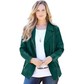 Catherines Women's Plus Size Faux Leather Moto Jacket in Saudi Arabia