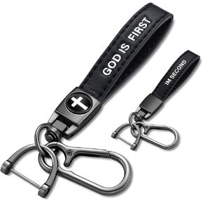 Christian Keychain for Men God Is First Leather Cross Jesus Keychain Salvation Gospel Bible Christian Gifts for Men in Kuwait
