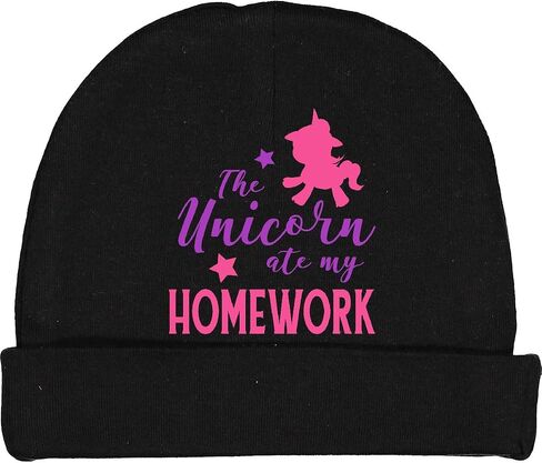 inktastic The Unicorn Ate My Homework, Stars, Typography Baby Beanie Hat in Saudi Arabia