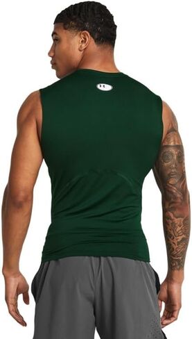 Under Armour Men's Armour HeatGear Compression Sleeveless T-Shirt, (301) Forest Green / / White, Large in Saudi Arabia