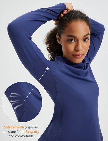 baleaf Women's Thermal Turtleneck Tops Long Sleeve Shirts Ski Base Layer with Integrated Neck Face Mask Thumbholes in Saudi Arabia