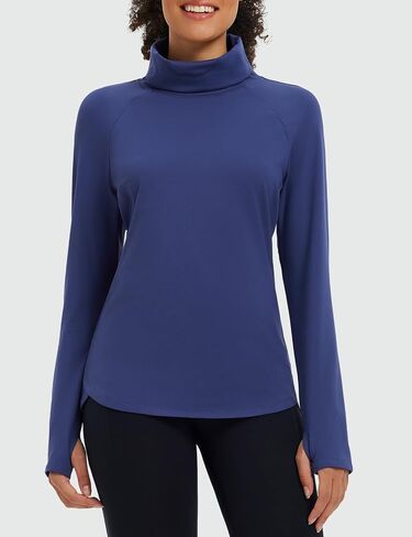 baleaf Women's Thermal Turtleneck Tops Long Sleeve Shirts Ski Base Layer with Integrated Neck Face Mask Thumbholes in Saudi Arabia