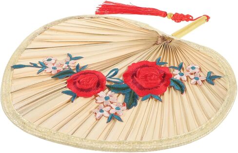 Chinese Style Palm Leaf Hand Fan Woven Fan for Cooling Lightweight and Portable for Home Decor and Dance Props Plum in Saudi Arabia