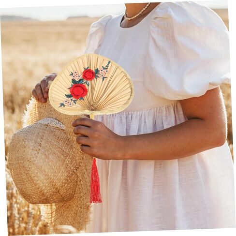 Chinese Style Palm Leaf Hand Fan Woven Fan for Cooling Lightweight and Portable for Home Decor and Dance Props Plum in Saudi Arabia