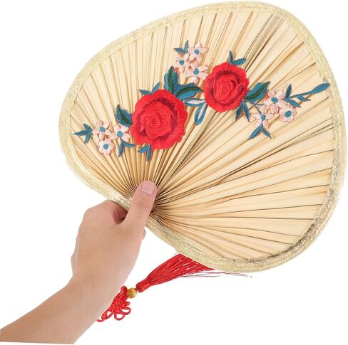 Chinese Style Palm Leaf Hand Fan Woven Fan for Cooling Lightweight and Portable for Home Decor and Dance Props Plum in Saudi Arabia