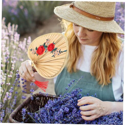 Chinese Style Palm Leaf Hand Fan Woven Fan for Cooling Lightweight and Portable for Home Decor and Dance Props Plum in Saudi Arabia