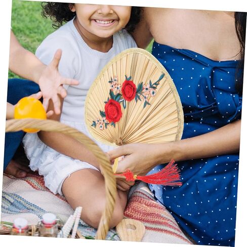 Chinese Style Palm Leaf Hand Fan Woven Fan for Cooling Lightweight and Portable for Home Decor and Dance Props Plum in Saudi Arabia