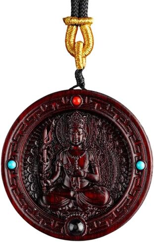 قلادة Fengshui للحماية والكسب - تميمة خشب الصندل المنحت يدويًا مع طاقة الوصي ، هدية زودياك للجنسين للرجال نساء in Saudi Arabia