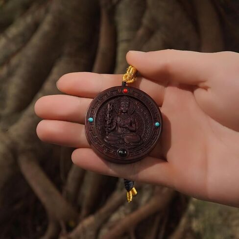 قلادة Fengshui للحماية والكسب - تميمة خشب الصندل المنحت يدويًا مع طاقة الوصي ، هدية زودياك للجنسين للرجال نساء in Saudi Arabia