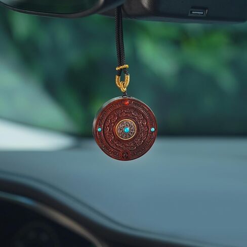 قلادة Fengshui للحماية والكسب - تميمة خشب الصندل المنحت يدويًا مع طاقة الوصي ، هدية زودياك للجنسين للرجال نساء in Saudi Arabia