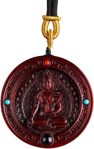 قلادة Fengshui للحماية والكسب - تميمة خشب الصندل المنحت يدويًا مع طاقة الوصي ، هدية زودياك للجنسين للرجال نساء in Kuwait