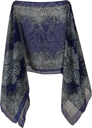 MakeMeChic Women's Chiffon Shawls Wraps Scarves Paisley Wedding Poncho Cape in Saudi Arabia