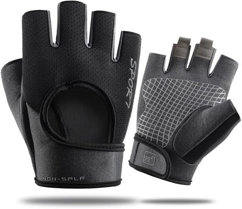 Workout Gloves with Wrist Wrap Support for Men and Women, Full Palm Protection, Exercise Gloves for Weight Lifting, Training, Gym, Fitness, Training, Pull ups-Black in Saudi Arabia