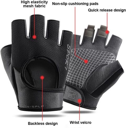 Workout Gloves with Wrist Wrap Support for Men and Women, Full Palm Protection, Exercise Gloves for Weight Lifting, Training, Gym, Fitness, Training, Pull ups-Black in Saudi Arabia