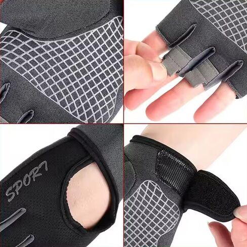 Workout Gloves with Wrist Wrap Support for Men and Women, Full Palm Protection, Exercise Gloves for Weight Lifting, Training, Gym, Fitness, Training, Pull ups-Black in Saudi Arabia