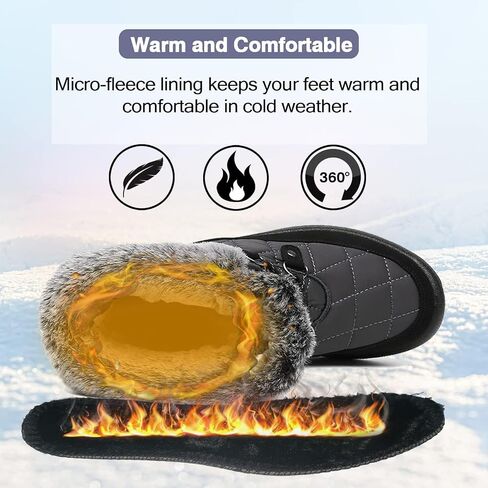 Zeenxiuya Womens Snow Boots مريحة الفراء الدافئ المبطن شتاء مقاوم للماء مسطح الدانتيل أحذية الكاحل في الهواء الطلق الجوارب الشتوية in Kuwait