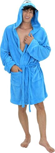 Sesame Street Cookie Monster Plush Robe for Adults, Fleece Bath Robe with Hood for Men & Women, Belt Tie, Pockets, S-M-L-XL in Saudi Arabia