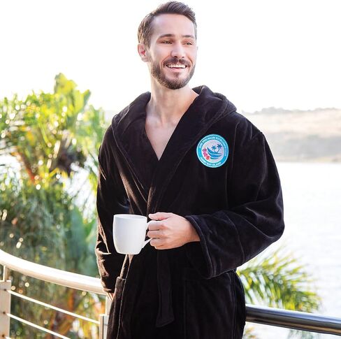 RV3001-NAVY-OS Terry Velour Hooded Robe, Navy, One Size in Saudi Arabia