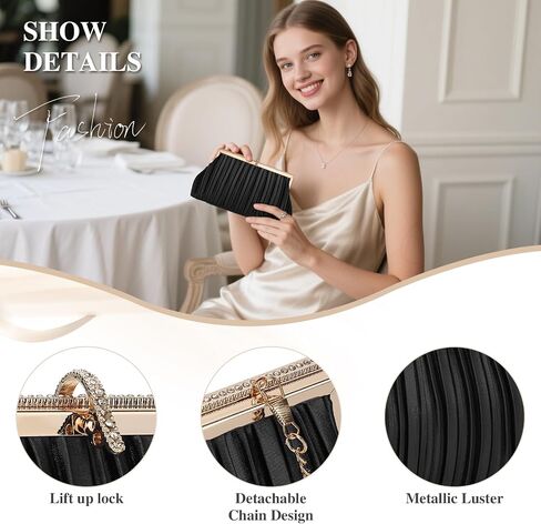UBORSE Beaded Clutch Evening Bags for Women Formal Bridal Wedding Clutch Purse Prom Cocktail Party Handbags in Kuwait