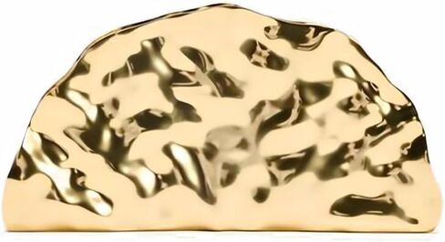 Women Metallic Hard Clutch Half-Moon Bag Bag Basbody Bag Based مع حزام سلسلة قابل للإزالة in Kuwait
