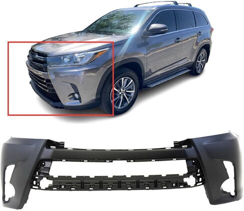 FitParts Compatible With Front Bumper Cover 2017 2018 2019 Toyota Highlander LE XLE SE Hybrid Limited Sport 17 18 19. New, Primed and Ready for Paint. W/o Parking Aid Sensor Holes. in Saudi Arabia