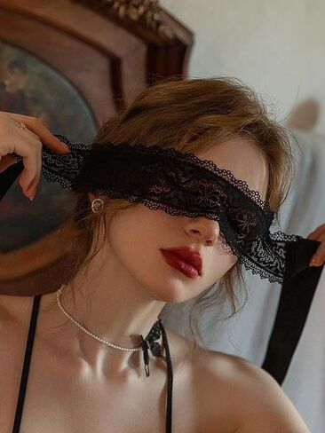 قناع تنكري غامض من الدانتيل العظمى عيبون في زهرة الدانتيل الأسود eyemask قابلة للتعديل قناع العيون ملحقات الأزياء Cosplay (النمط 1) in Kuwait