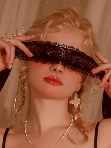 قناع تنكري غامض من الدانتيل العظمى عيبون في زهرة الدانتيل الأسود eyemask قابلة للتعديل قناع العيون ملحقات الأزياء Cosplay (النمط 1) in Kuwait