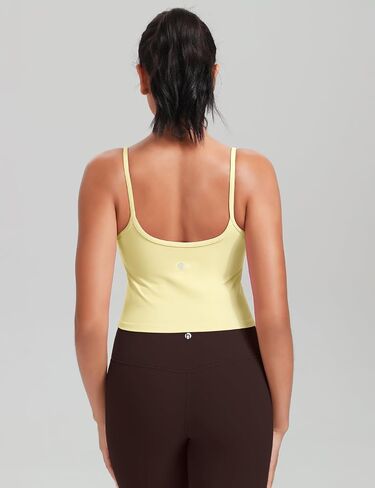 HeyNuts Cropped Cami Tank Top for Womens, Square Neck Spaghetti Strap Low Impact Yoga Longline Sports Bras Padded A-C Cups in Saudi Arabia