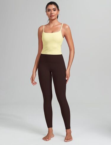 HeyNuts Cropped Cami Tank Top for Womens, Square Neck Spaghetti Strap Low Impact Yoga Longline Sports Bras Padded A-C Cups in Saudi Arabia