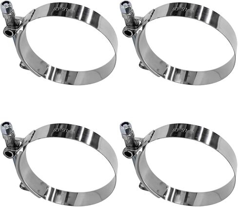 4 PCS 3.5" T-Bolt Hose Clamp, Stainless Steel Adjustable Pipe Clamp with Working Range 95-103mm, Heavy-Duty Turbo Intake Intercooler Clamps Insert Locknut for 3.5" Hose ID in Saudi Arabia