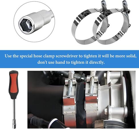 4 PCS 3.5" T-Bolt Hose Clamp, Stainless Steel Adjustable Pipe Clamp with Working Range 95-103mm, Heavy-Duty Turbo Intake Intercooler Clamps Insert Locknut for 3.5" Hose ID in Saudi Arabia