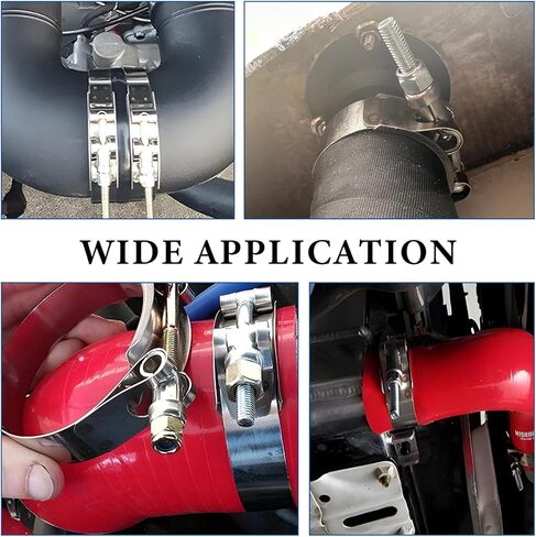 4 PCS 3.5" T-Bolt Hose Clamp, Stainless Steel Adjustable Pipe Clamp with Working Range 95-103mm, Heavy-Duty Turbo Intake Intercooler Clamps Insert Locknut for 3.5" Hose ID in Saudi Arabia