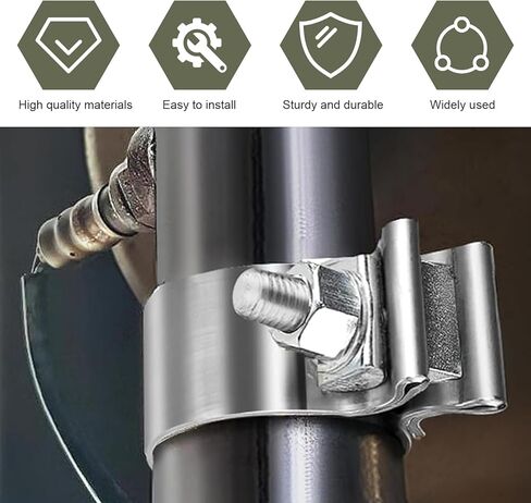 1 PC Clamp ، 2.5 "مشبك كاتم الصوت ضيقة الفرقة للأنابيب المحولات الحفازة ، مقطع عادم مركبة الختم من الفولاذ المقاوم للصدأ ، Universal لمعظم السيارات (الفضة) in Kuwait