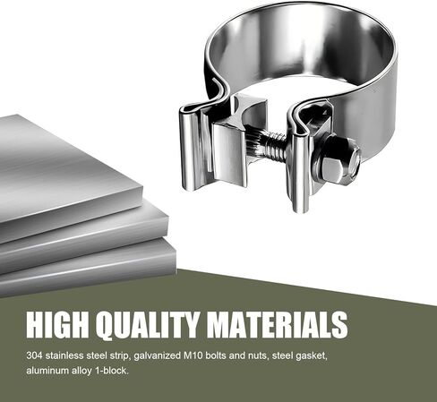 1 PC Clamp ، 2.5 "مشبك كاتم الصوت ضيقة الفرقة للأنابيب المحولات الحفازة ، مقطع عادم مركبة الختم من الفولاذ المقاوم للصدأ ، Universal لمعظم السيارات (الفضة) in Kuwait