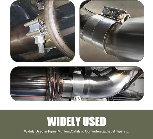 1 PC Clamp ، 2.5 "مشبك كاتم الصوت ضيقة الفرقة للأنابيب المحولات الحفازة ، مقطع عادم مركبة الختم من الفولاذ المقاوم للصدأ ، Universal لمعظم السيارات (الفضة) in Kuwait