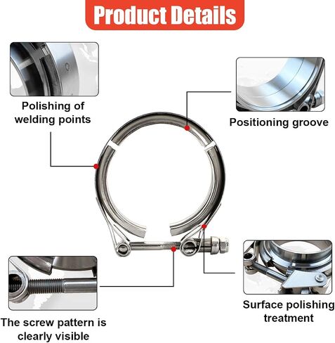 3 بوصة Car V Clamp ، مشابك أنبوب العادم للسيارات لمجموعة شفة ، ملحقات استبدال مشبك الفولاذ المقاوم للصدأ V للـ DownPipes ، أنظمة العادم (3 "، 1pc) in Saudi Arabia