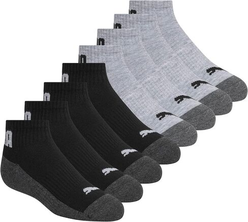 PUMA boys 8-pack Quarter Crew Socks, Everyday Wear for Kids, Extra Cushion & Arch Support in Saudi Arabia