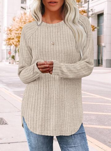 Long Sleeve Shirts for Women Tunic Tops for Women Loose Fit Dressy Crew Neck Pullover Basic Sweaters for Women 2025 in Saudi Arabia