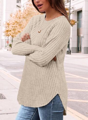Long Sleeve Shirts for Women Tunic Tops for Women Loose Fit Dressy Crew Neck Pullover Basic Sweaters for Women 2025 in Saudi Arabia