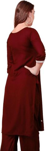 ladyline Rayon Chikankari Embroidered Kurti Tunic Top for Women - Mirror Sequins Work, Round Neck in Saudi Arabia
