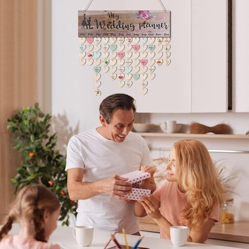 Flexzion Family Birthday Plaque with Tags DIY Wooden Birthday Calendar Wall Hanging Family Plaque Reminder 50 Tags (Round) Birthday Board Chips in Saudi Arabia