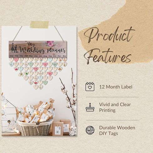 Flexzion Family Birthday Plaque with Tags DIY Wooden Birthday Calendar Wall Hanging Family Plaque Reminder 50 Tags (Round) Birthday Board Chips in Saudi Arabia