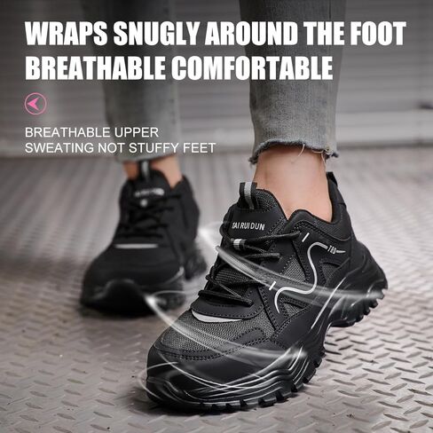 Rojeam Steel Toe Work Shoes for Women Slip Resistant Safety Shoes Puncture Proof Indestructible Sneakers in Kuwait